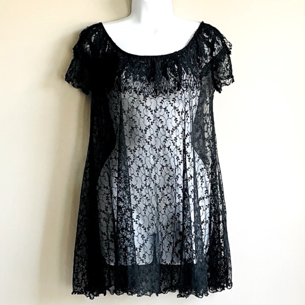 Like New 90’s Mini Babydoll Dress Lace Sheer